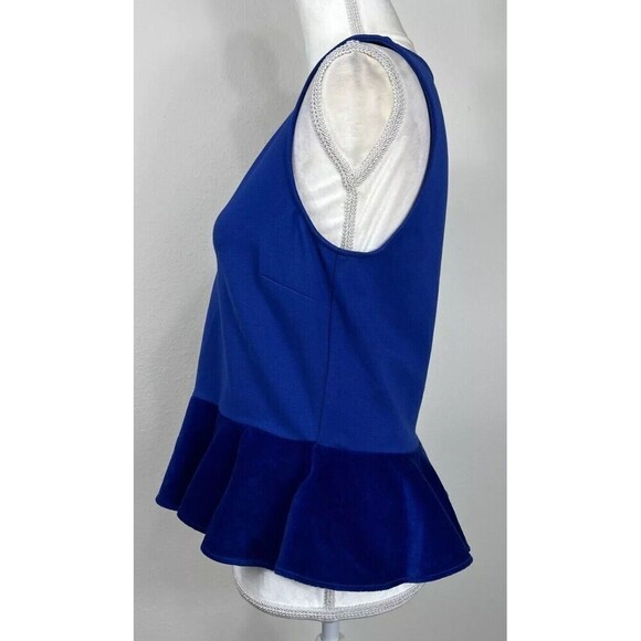 J. Crew Scuba Knit Velvet Peplum Royal Blue Sleeveless Top Size Small (4/6) - Picture 3 of 10